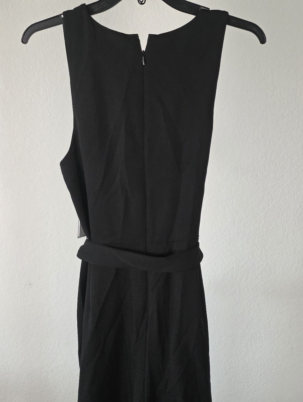 DKNY NWT $139 Size 12 Black Wrap Wide Leg Jumpsuit Belted Sleeveless Cocktail - Picture 9 of 11